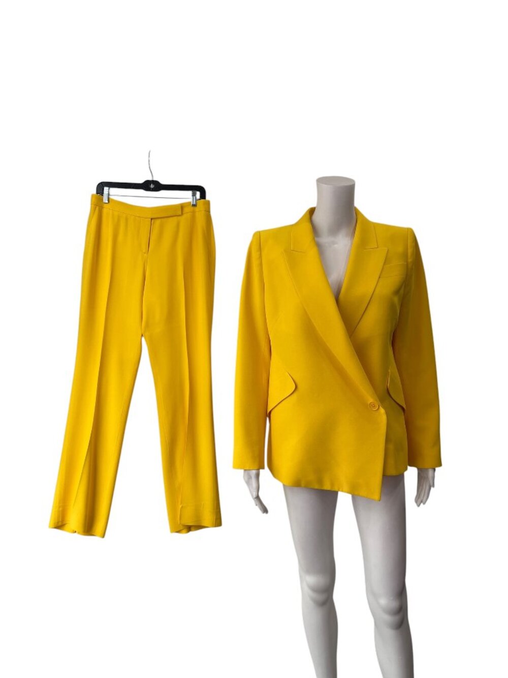 $3890 Alexander McQueen Yellow 2-Piece Pant Blazer Set Suit size 8/IT 44